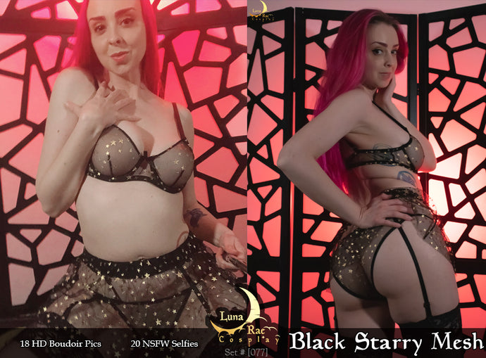 Black Starry Mesh Luna Lingerie Photo Set [#077]